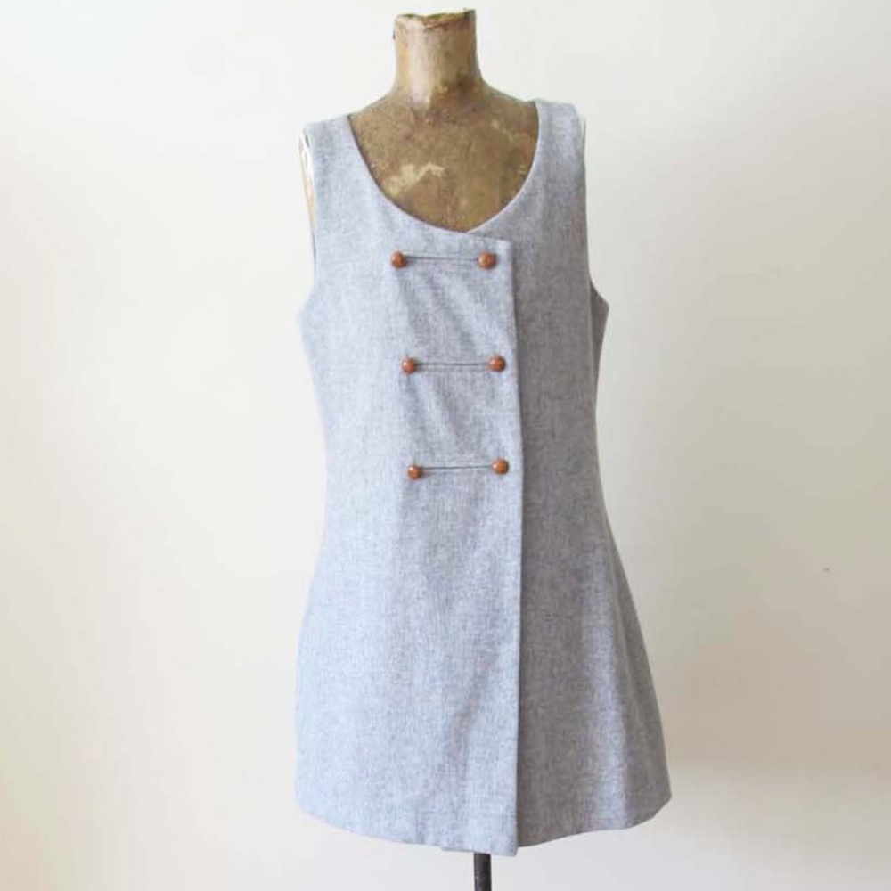 Steven Alan Gray Wool Mini Dress Pinafore M